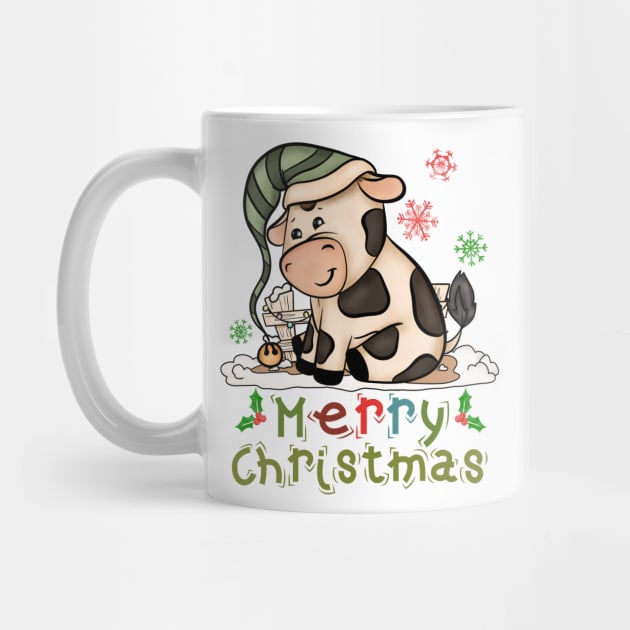 Kids Cow Christmas Cute Cow Merry Christmas Xmas Matching by alcoshirts